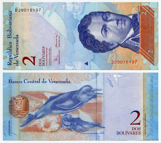 Венесуэла. 2 боливара (образца 2008 года, P88c, UNC)