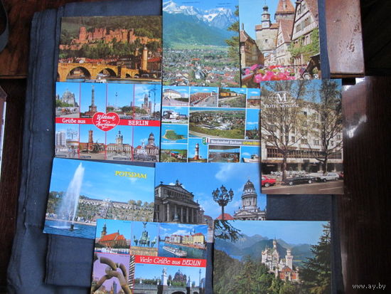 10 почтовых открыток, Германия (Берлин, Потсдам, Мюнстер, Бавария, Гайдельберг, Ротенбург