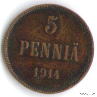 5 пенни 1914 год _состояние VF+