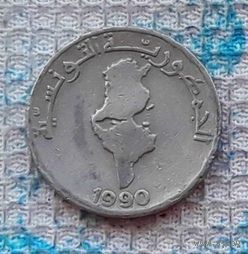 Тунис 1/2 динар 1990 года. Территория страны. RR