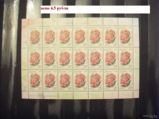 Беларусь лист 20 рублевой марки с заказом 43-2011 флора MNH **