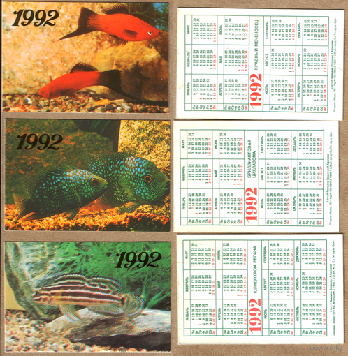 Календари аквариумные рыбки 1992
