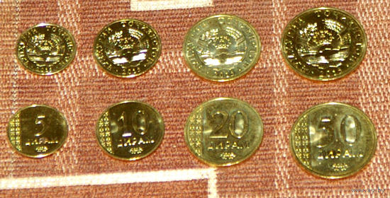 Таджикистан 2015 компл 4 монеты  5,10,20,50 дирам UNC