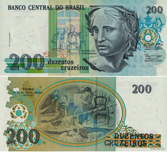 Бразилия 200 Крузейро, 1990, UNC 803-805