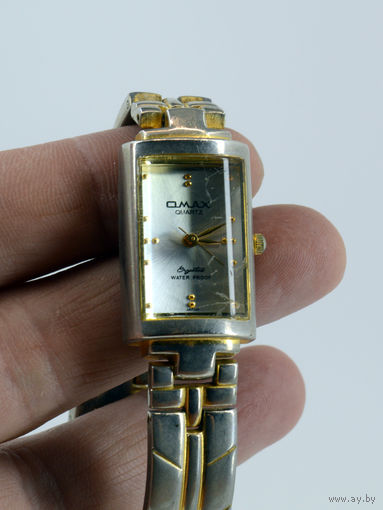 Часы наручные женские QMAX quartz Crystal waterproof (желтые). Япония.