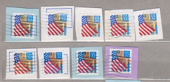 Флаг Архитектура США 1995 год год лот 1064 БЕЗ ПОВТОРОВ разновидности разная зубцовка и т.д  МОЖНО РАЗДЕЛЬНО 9 марок