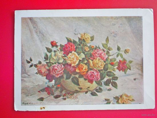 Модоров Ф. А., розы, 1960, подписана