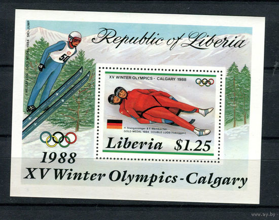 Либерия - 1987 - XV Зимние Олимпийские игры 1988г. в Калгари - [Mi. bl. 112] - полная серия - 1 блок. MNH.