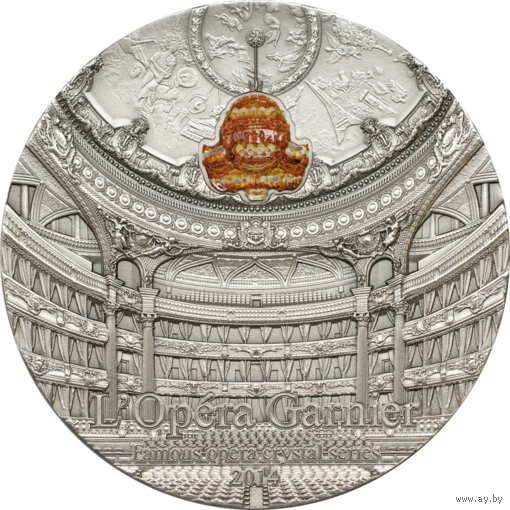 Палау 10 долларов 2014г. "Гранд опера, Париж". Монета в капсуле; сертификат. СЕРЕБРО 62,20гр.(2 oz).