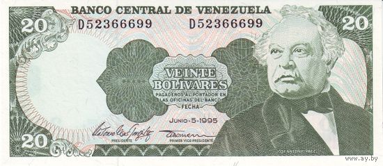 Венесуэла 20 боливаров образца 1995 года UNC p63e