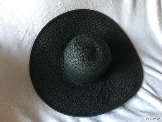 Шляпа с широкими полями Черная Новая р. 58  Натуральная бумажная лоза