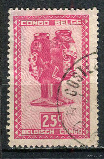 Бельгийское Конго - 1947/1950 - Искусство 25С - (есть тонкое место) - [Mi.266] - 1 марка. Гашеная.  (Лот 35EX)-T25P1