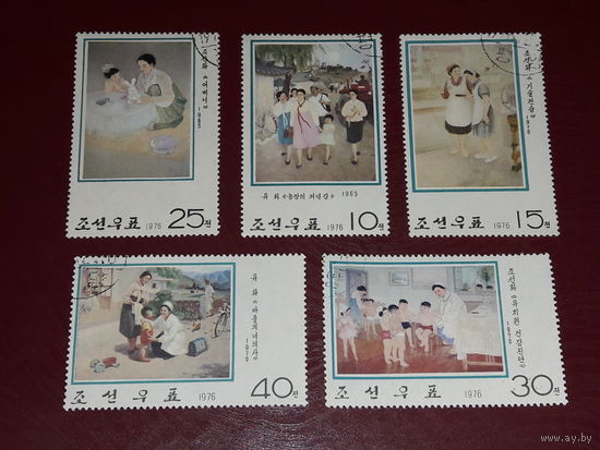 Корея КНДР 1976 Живопись. Медицина. Дети. Полная серия 5 марок