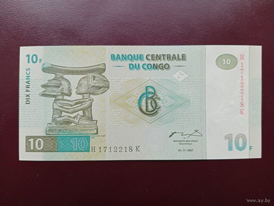 Конго 10 франков 1997 UNC