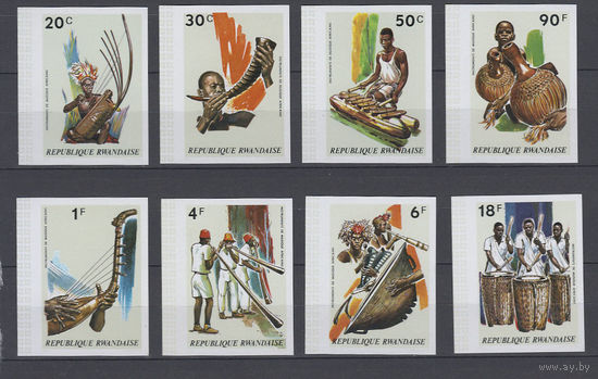 Музыкальные инструменты. Руанда. 1973. 8 марок б/з (полная серия). Michel N 558-565 (20,0 е).