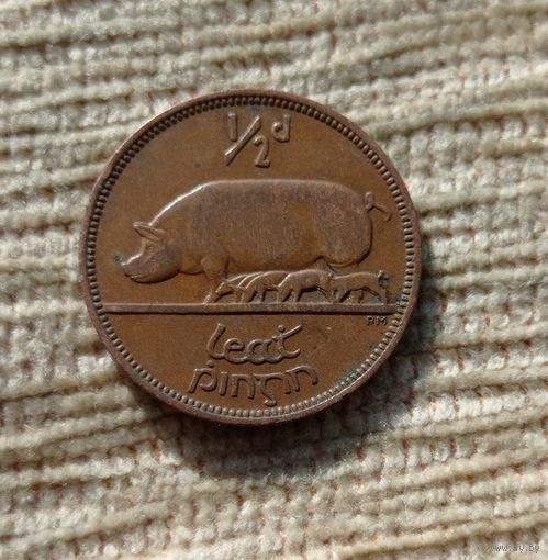 Werty71 Ирландия 1/2 пенни 1953 Свинья с поросятами арфа