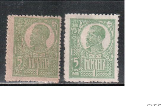 Румыния-1920, (Мих.252 х+у)  * , Стандарт, Король Карл I, 2 типа бумаги