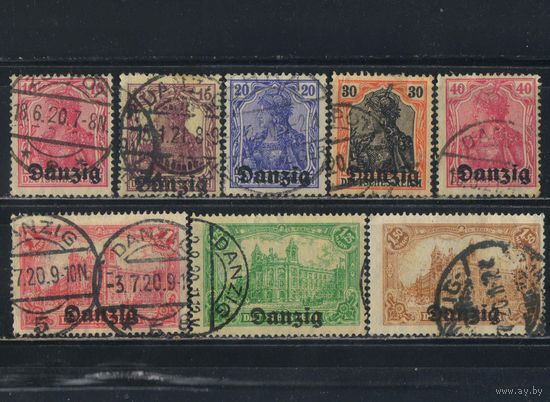 Данциг 1920 Надп на марках Германии # 2-6,8-10