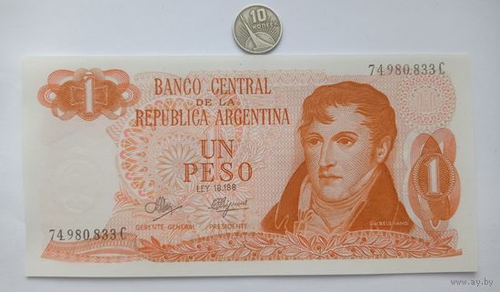 Werty71 Аргентина 1 песо 1970 - 1973 UNC банкнота