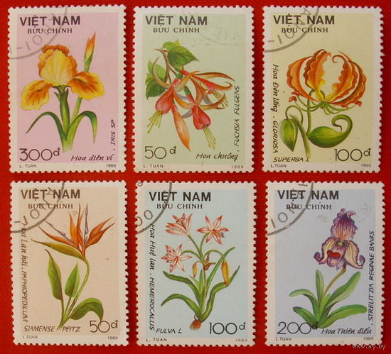 Вьетнам. Цветы. ( 6 марок ) 1989 года.