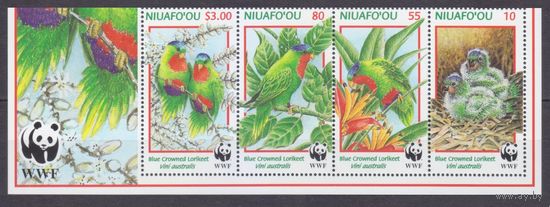 1998 Ниуафоу 326-329strip+Tab WWF, птицы 15,00 евро