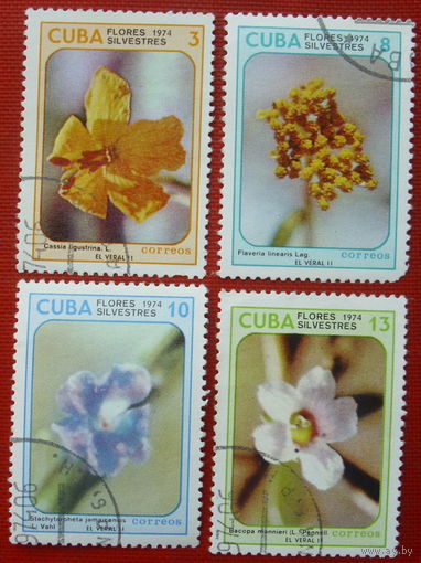 Куба. Цветы. ( 4 марки ) 1974 года. 3-16.