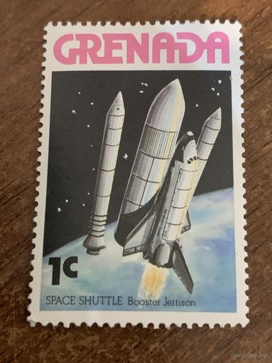 Гренада 1978. Ракетоноситель. Space Shuttle booster jettison. Марка из серии