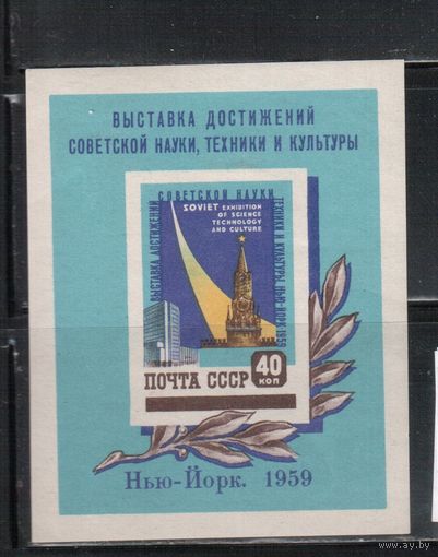 СССР-1959 (Заг.Бл.30) * , Выставка в Нью-Йорке(тонкий шрифт)