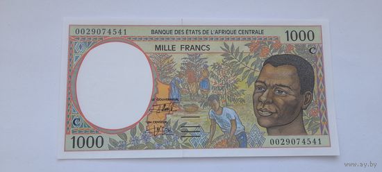 Конго Республика 1000 франков 2000 года UNC(Центральноафриканский франк КФА)