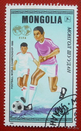 Монголия. Футбол. ( 1 марка ) 1986 года. 4-14.