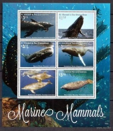 2016 Сент-Винсент Гренадины 7660-7665KL Морская фауна - Дельфины, Киты 17,00 евро