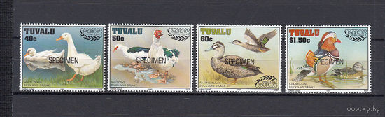 Фауна. Гуси и утки. Тувалу. 1997. 4 марки (SPECIMEN). Michel N 769-772 (6,0 е)