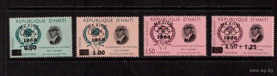 Гаити-1968 (Мих.931-934) * (след от накл.)  , Спорт,  футбол, ОИ-1968(3)