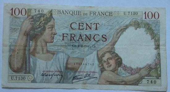 Франция 100 франков 1940 г.