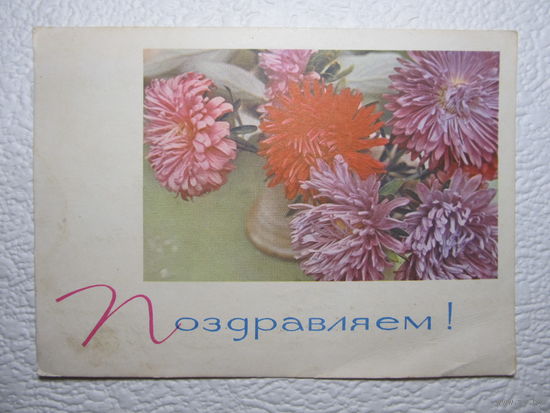 Карточка почтовая "Поздравляем!",1966,фото Смолякова,худ.Бекетов,подписана,прошл а почту-No111