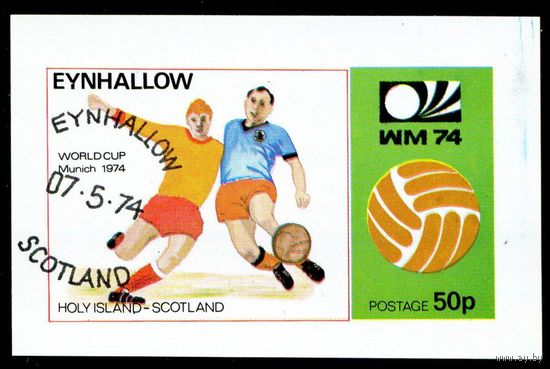 Футбол Шотландия 1974 год блок из 1 беззубцовой марки
