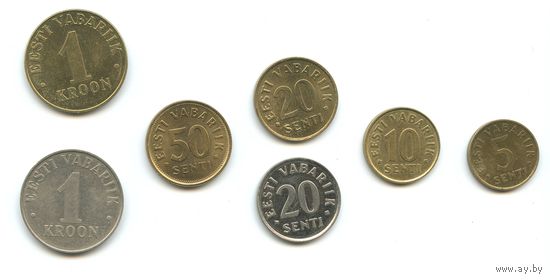 Эстония- набор 7 монет . F-VF. мультилот