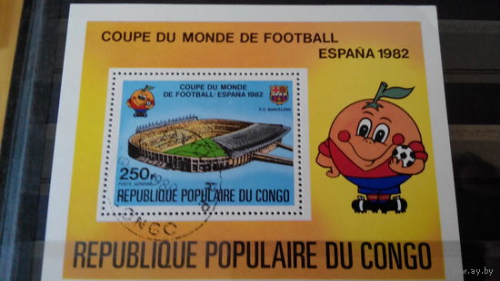 Марки спорт футбол блок гербы эмблемы Конго Барселона