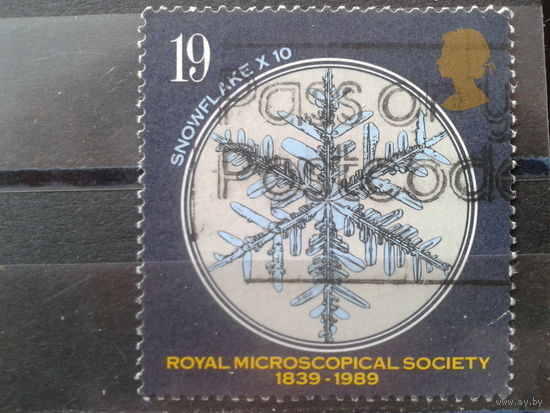 Англия 1989 Снежинка под микроскопом