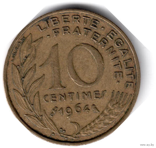 Франция. 10 сантимов. 1964 г.