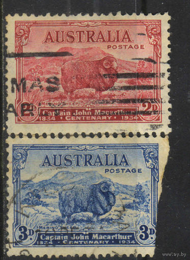GB Доминион Австралия 1934 100 летие смерти капитана Джона Макартура - основателя мериносного овцеводства в Австралии Меринос Полная #123-4