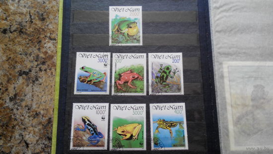 Фауна, лягушки, Вьетнам 1991 7 марок