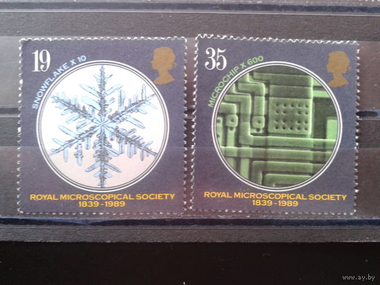 Англия 1989 Снежинка и микрочип под микроскопом* Михель-2,3 евро