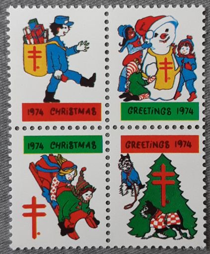 1974 - Непочтовые рождественские марки красного креста  -США