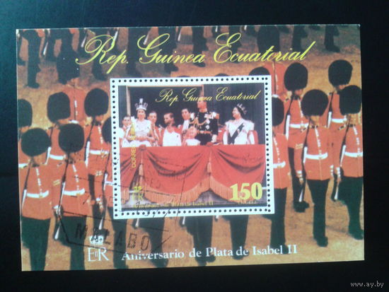 Экваториальная Гвинея 1977 25 лет Коронации Елизаветы 2, королевская семья.   Блок