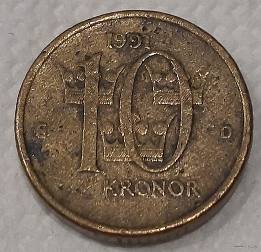 Швеция 10 крон, 1991 (7-4-14)