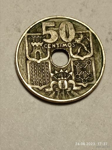Испания  50 сантимов  1949  года .