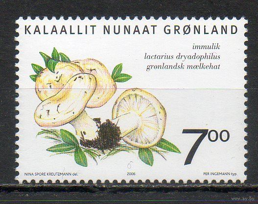 Грибы Гренландия (Дания) 2006 год 1 марка
