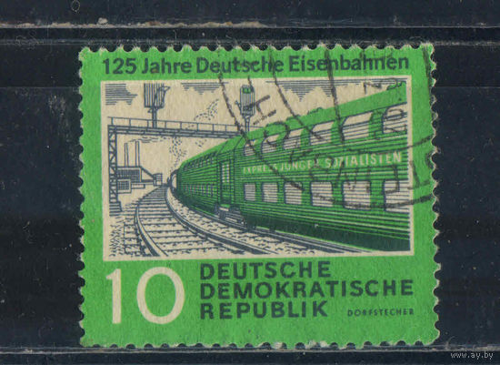 Германия ГДР 1960 125 летие Германским железным дорогам Двухэтажный сочлененный поезд-экспресс Юный социалист  #804С