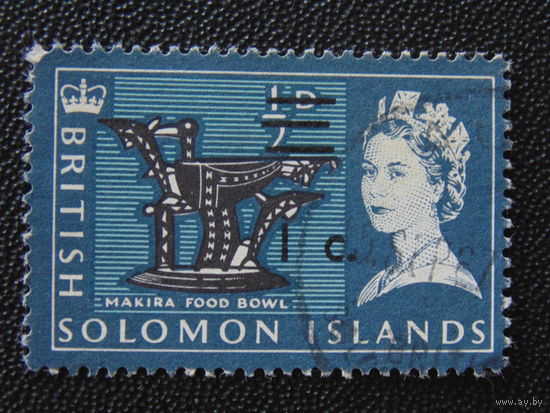 Соломоновы острова 1966 г. Надпечатка.